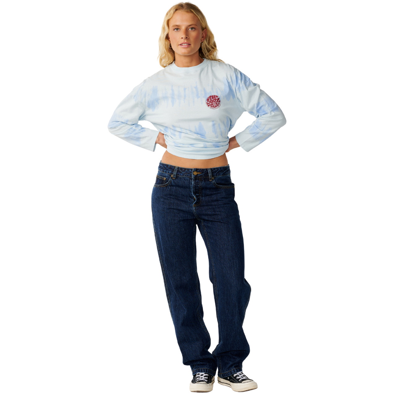 2026 Rip Curl Womens Stephanie Gilmore Tie Dye Long Sleeve T-Shirt 0QCWTE - Sky Blue